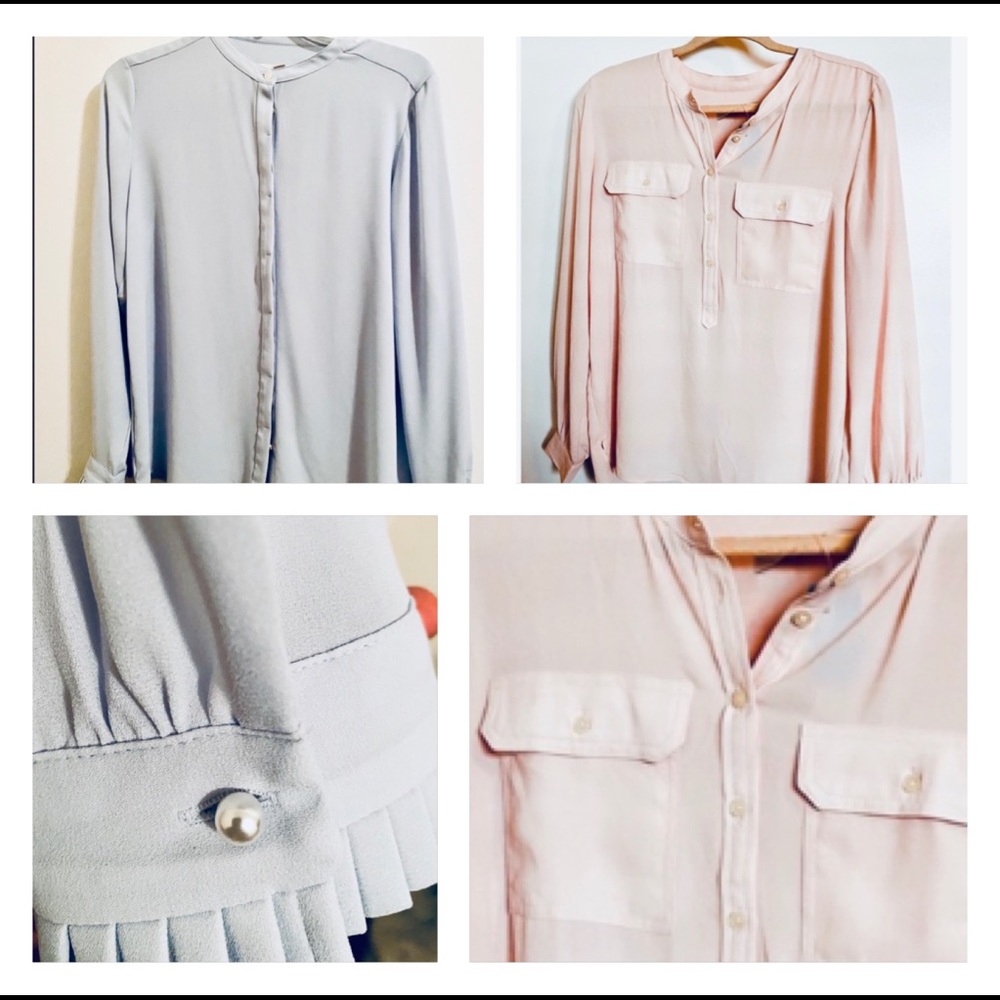 Petite Loft Blouse Bundle (Soft Pink and Blue)